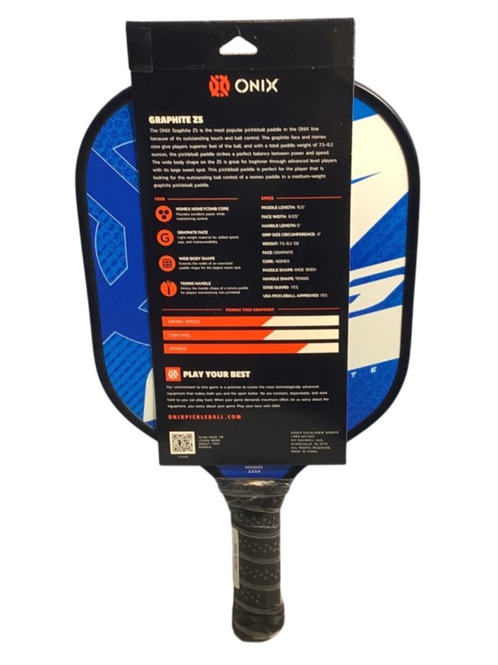 ONIX Z5 Graphite Pickleball Paddle Wide Body Lightweight USA Approved Blue White - Picture 2 of 4